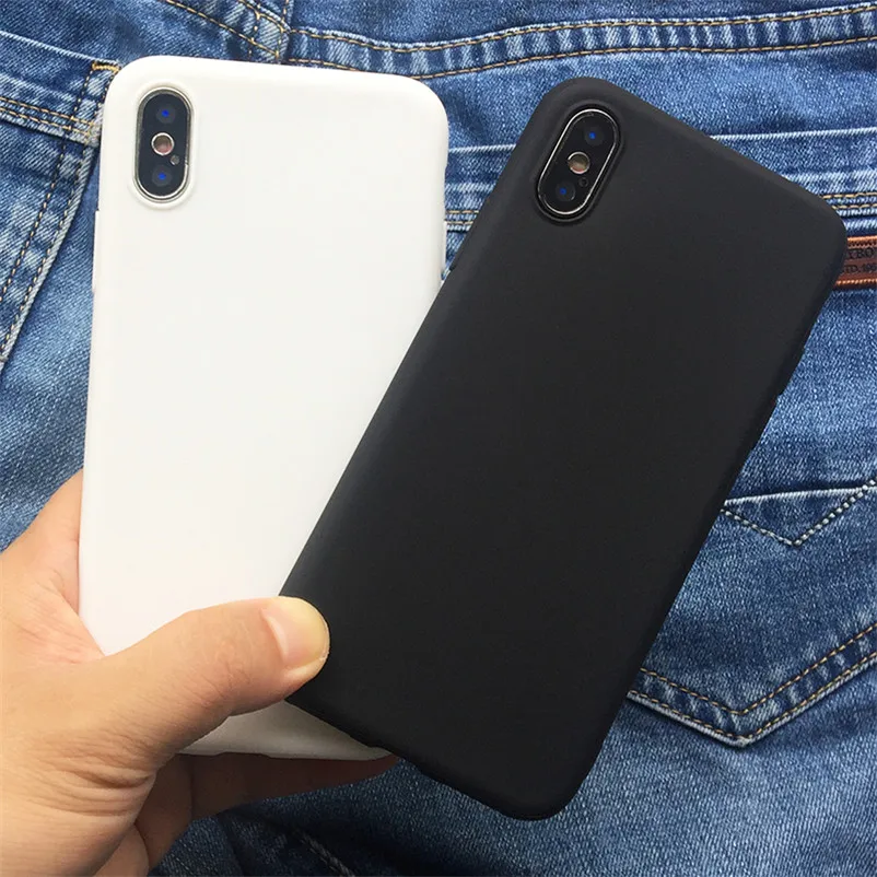 Белый черный матовый чехол для iPhone 11 Pro Xs Max XR X 10 5 5S SE 6 6S 7 8 Plus мягкая задняя крышка из ТПУ для iPhone 7 Plus чехол для телефона