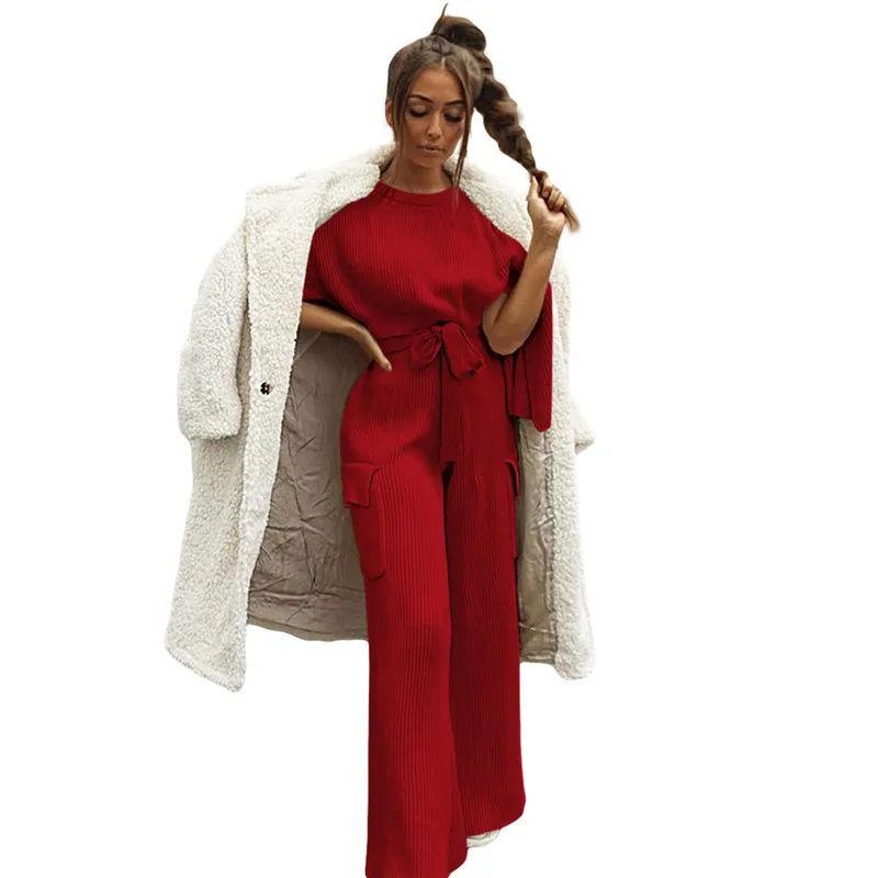 2018 autumn winter knitting tracksuit pants set-23