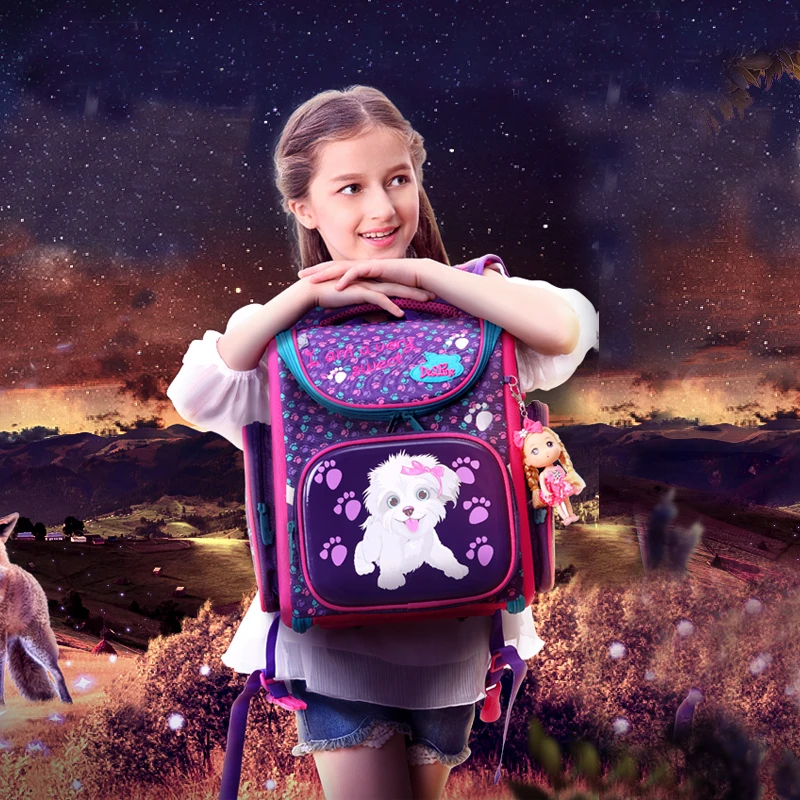 

Delune Children Primary School Bags for Girls Boys Backpacks Foldable Orthopedic Waterproof Backpack Kids Cartoon Dog Schoolbags