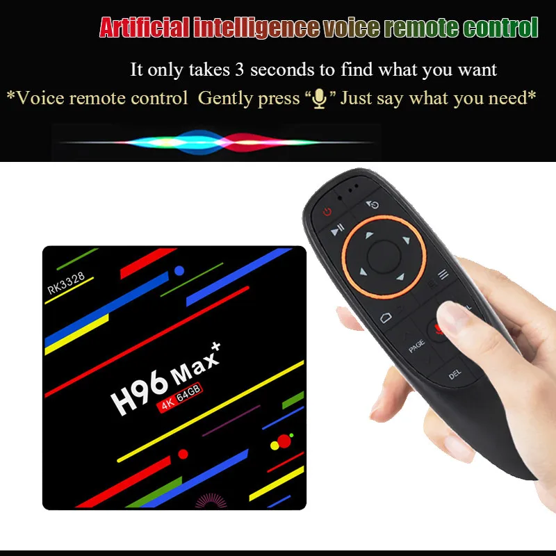 H96 MAX Plus Smart tv Box Android 8 1 RK3328 4G 64GB Голосовое управление USB 3 0 H.265 4K Google Play Netflix max +