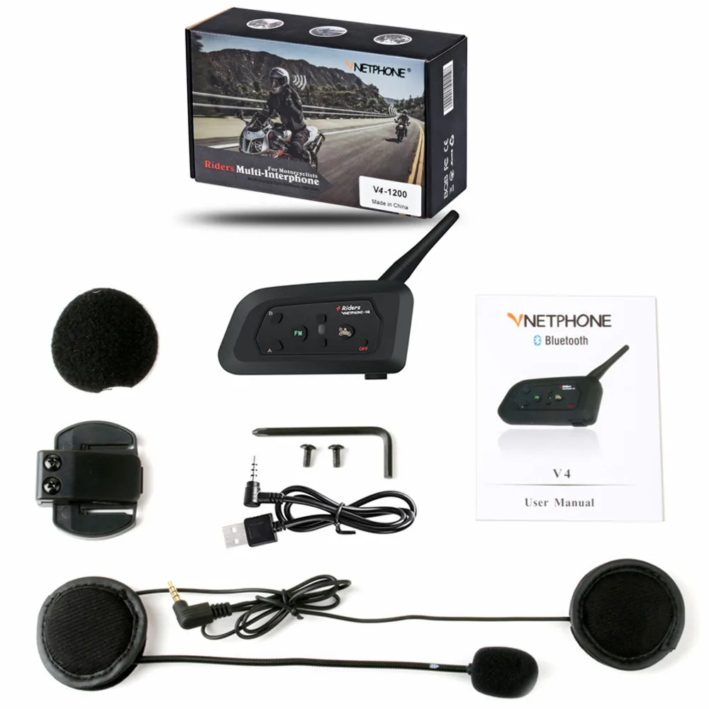 Горячая V4 мотоциклетный домофон 1200 м шлем Bluetooth гарнитура домофон беспроводное переговорное устройство для 4 всадников разговора онлайн