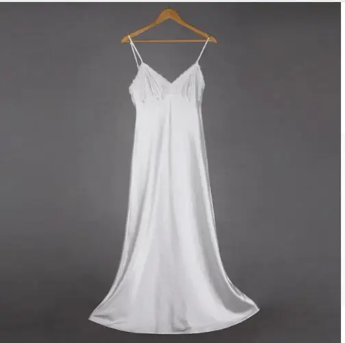Silk Long Nightgown Spaghetti Strap Sleepdress Lace Sexy V Neck Sleepdress For Women Solid Long Nightdress Lady Sexy Lingerie women lingerie women lingerie set women nightgowns women nightdresses women pajamas