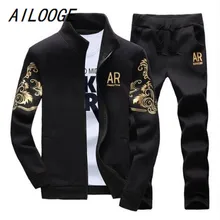 Мужские костюмы и пиджаки с капюшоном комплект 2 шт. осень спортивные спортивный костюм мужской Фитнес Стенд воротник кофты куртка+ брюки комплекты