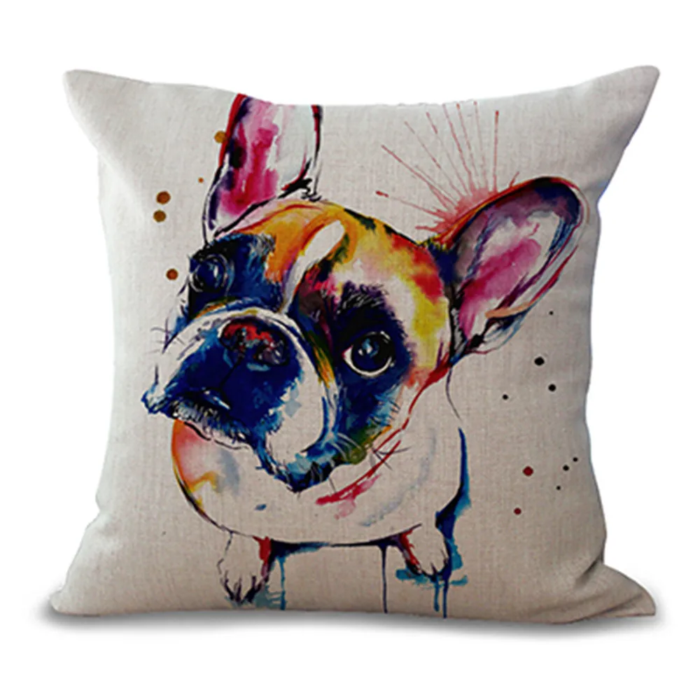 Милые животные красочная собака с принтом Французский бульдог Бросок Подушка Чехол для подушки наволочка украшение для дивана домашний Capa Almofadas