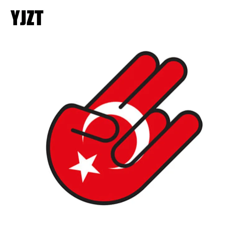 

YJZT 9.5CM*14.4CM Car Sticker Creative Turkey Shocker Flag Reflective Decal 6-1029