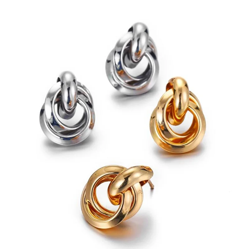 

Fashio Vintage Twisted Metal Round Circle Earrings For Women Exaggeration Geometric Bohemian Statement High Street Punk Jewelry