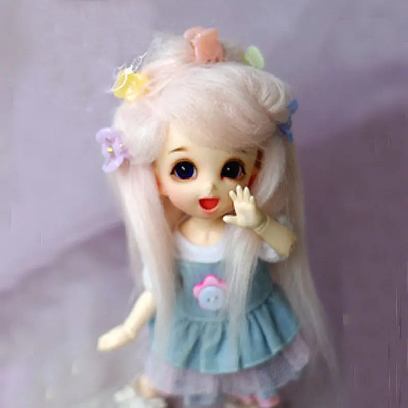 [Wamami] серый розовый длинный шерстяной парик для 1/8 Pukifee Ae лати BJD Dollfie 14 см