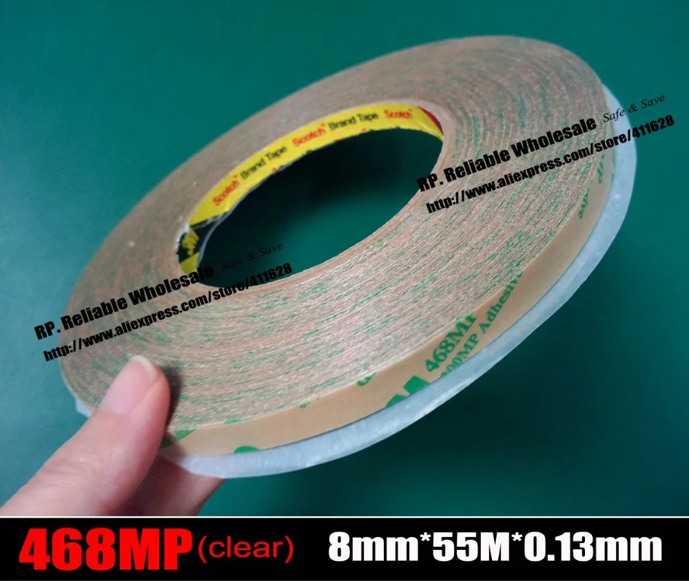 (8mm*55M*0.13mm), Original 3M 468MP Strong Bond Adhesive Transfer Tape for Nameplate, PCB