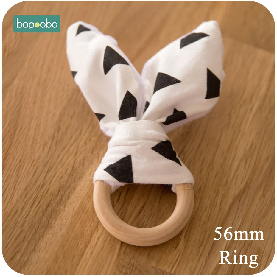Bopobo, Детские Органические браслеты с заячьими ушками, 56 мм, кольцо, игрушка для новорожденных, Экологичная игрушка Монтессори, деревянный прорезыватель, браслеты, детский Прорезыватель - Цвет: 56mm Triangle