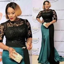 Черный платья знаменитостей с кружевами Русалка половина рукава Красный ковры праздничная одежда Формальные Вечеринка платья большого размера индивидуальный заказ