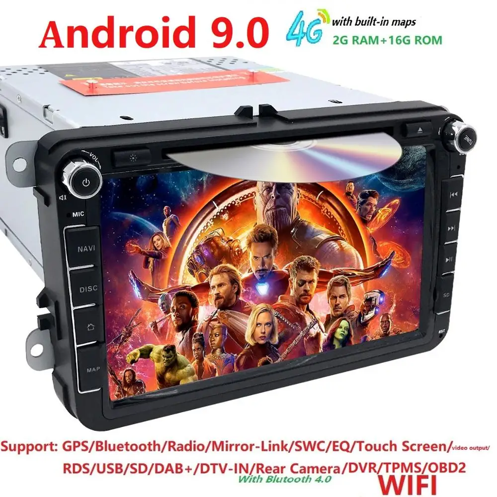 Perfect 8" Android 9.0 IPS DSP Car DVD Radio Stereo GPS Multimedia for Volkswagen VW Passat B6 Golf Tiguan Car Navigation USB Bluetooth 0