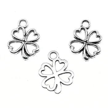 

60pcs Clover Pendant Charm Small Hollow Lucky Clover Charm 2 Colors Antique Bronze Antique Lucky Clover Charm 13x17mm