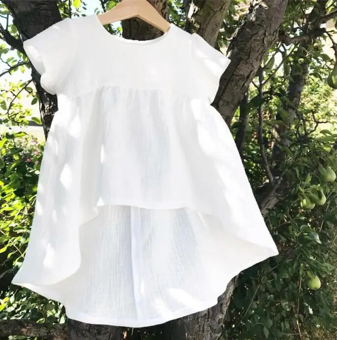 

2019 Summer Girl Cotton Linen shirts Baby Girl Fashion Casual Jumper Tops Children White High Quality blouse bebe clothes