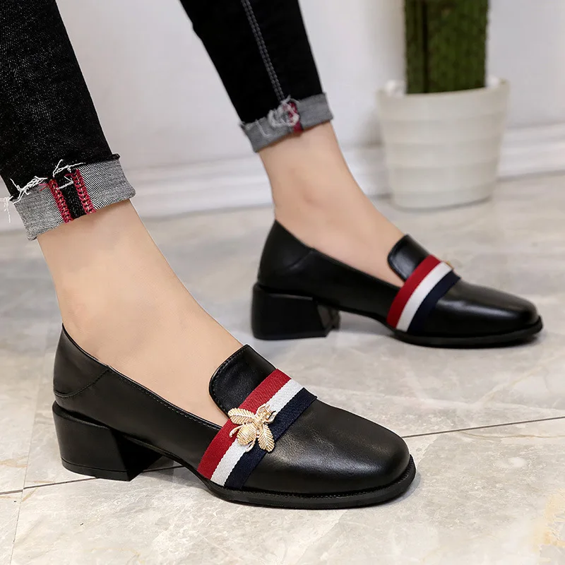 

Single Shoe Summer Woman 2018 New Pattern Dawdler Le Fuxie Square All-match Crude With Korean One Pedal Small Leather Shoes