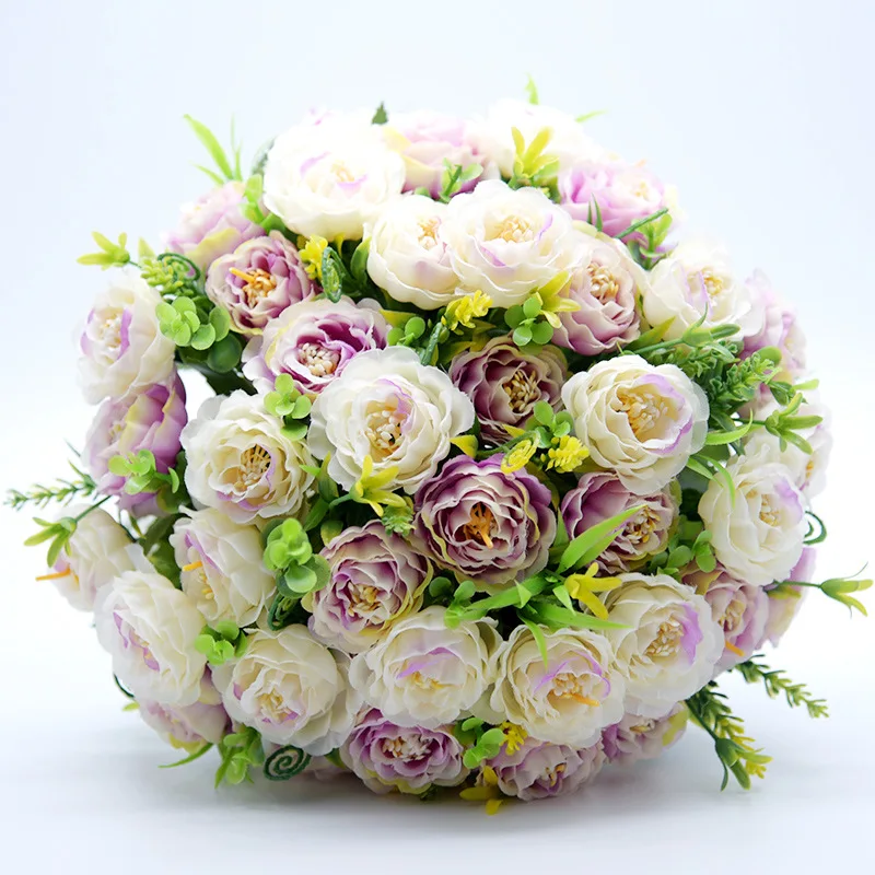 Ручной работы букет из роз для свадьбы свадебный букет цветов Новые искусственные подружки невесты букет невесты D677