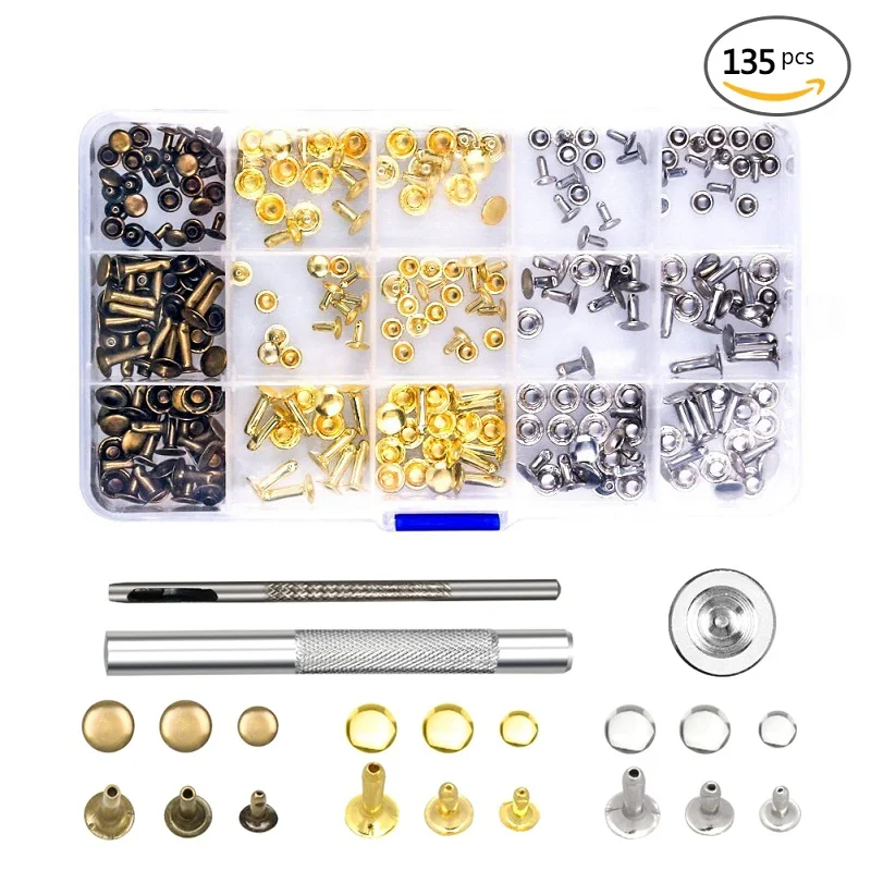 Buy 135PCS Three Colors 6MM 8MM Single Sided Rivets
