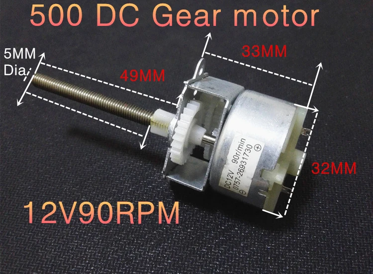 

Long thread shaft 500 DC Gear motor, 12V90RPM Mute DIY agitator,toys