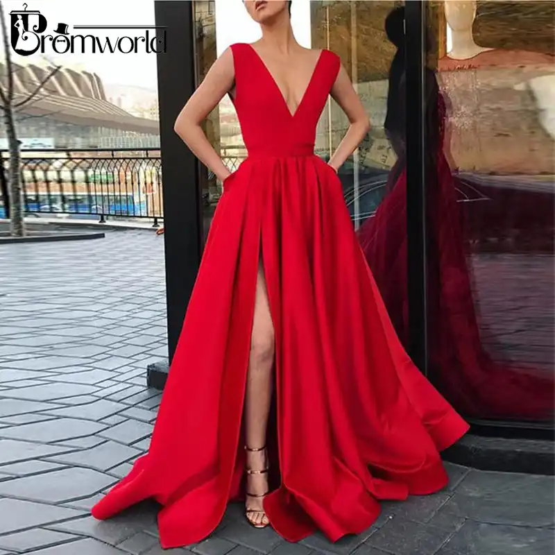 red gown with slit