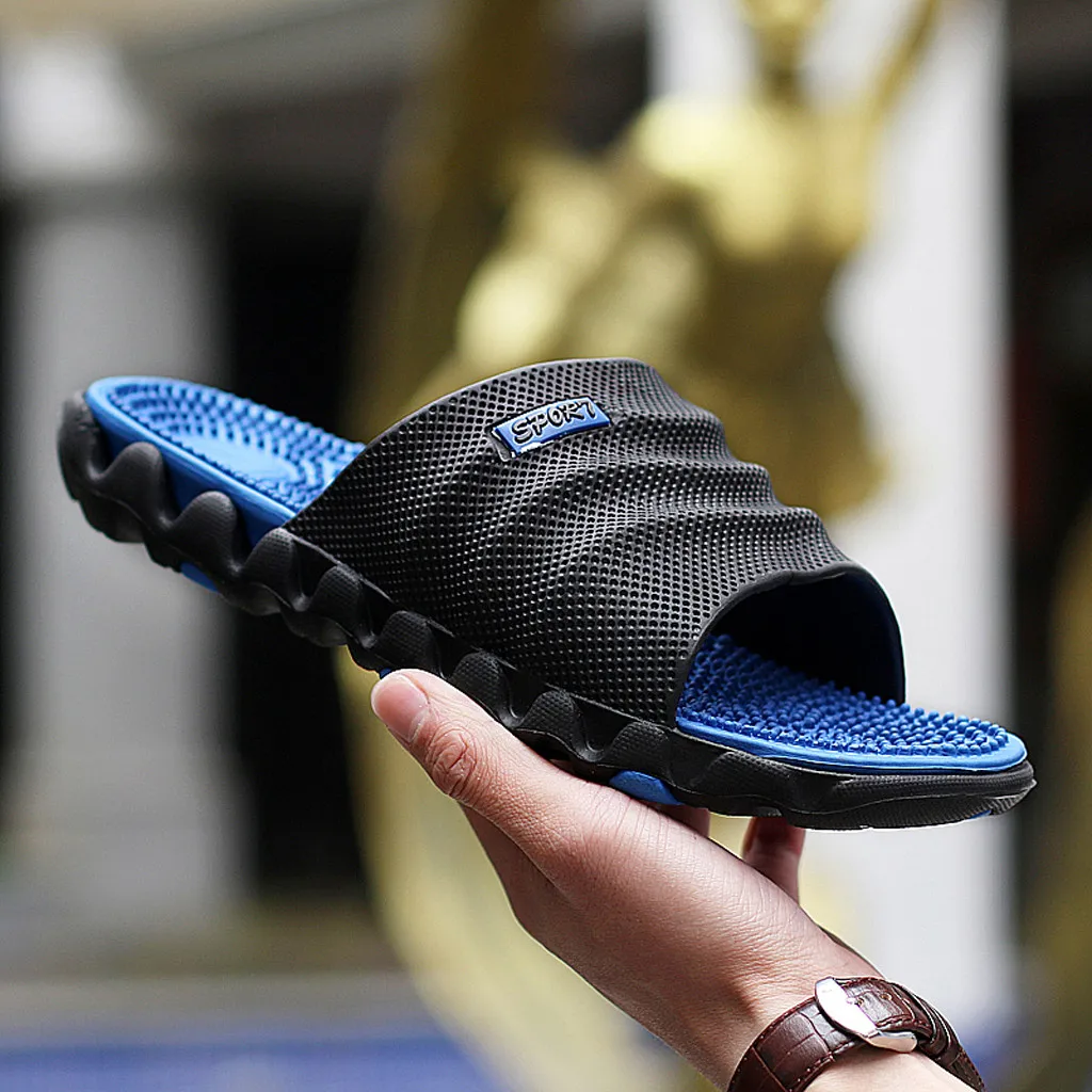 Home Sole male Casual Soft Men's Gentleman Leisure Massage Health Wear Non-slip Beach Slippers Shoes Toe Foot shoes
