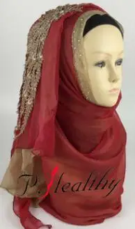 Около 180*68 см мусульманский Свадебный шарф с вышивкой хиджаб|hijab scarf|hijab wedding scarfhijab