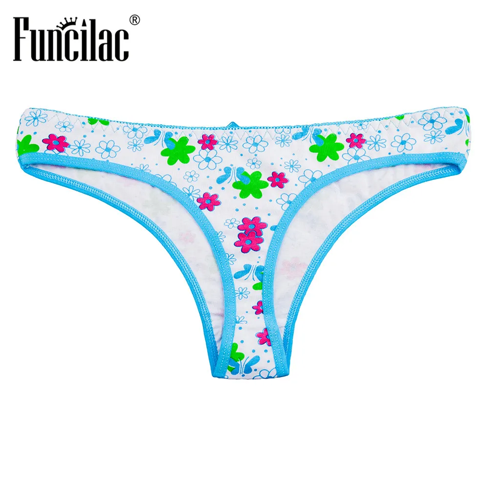 FUNCILAC женское белье стринги танга дамские хлопковые Цветочные низкая посадка сексуальные трусики Femme трусики 5 шт./лот