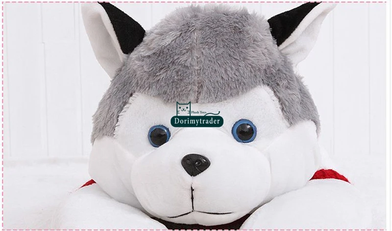 Dorimytrader Hot Item 100cm Big Simulated Animal Husky Dog Plush Toy 39'' Giant Cartoon Dogs Stuffed Doll Pillow Baby Present DY61538 (7)