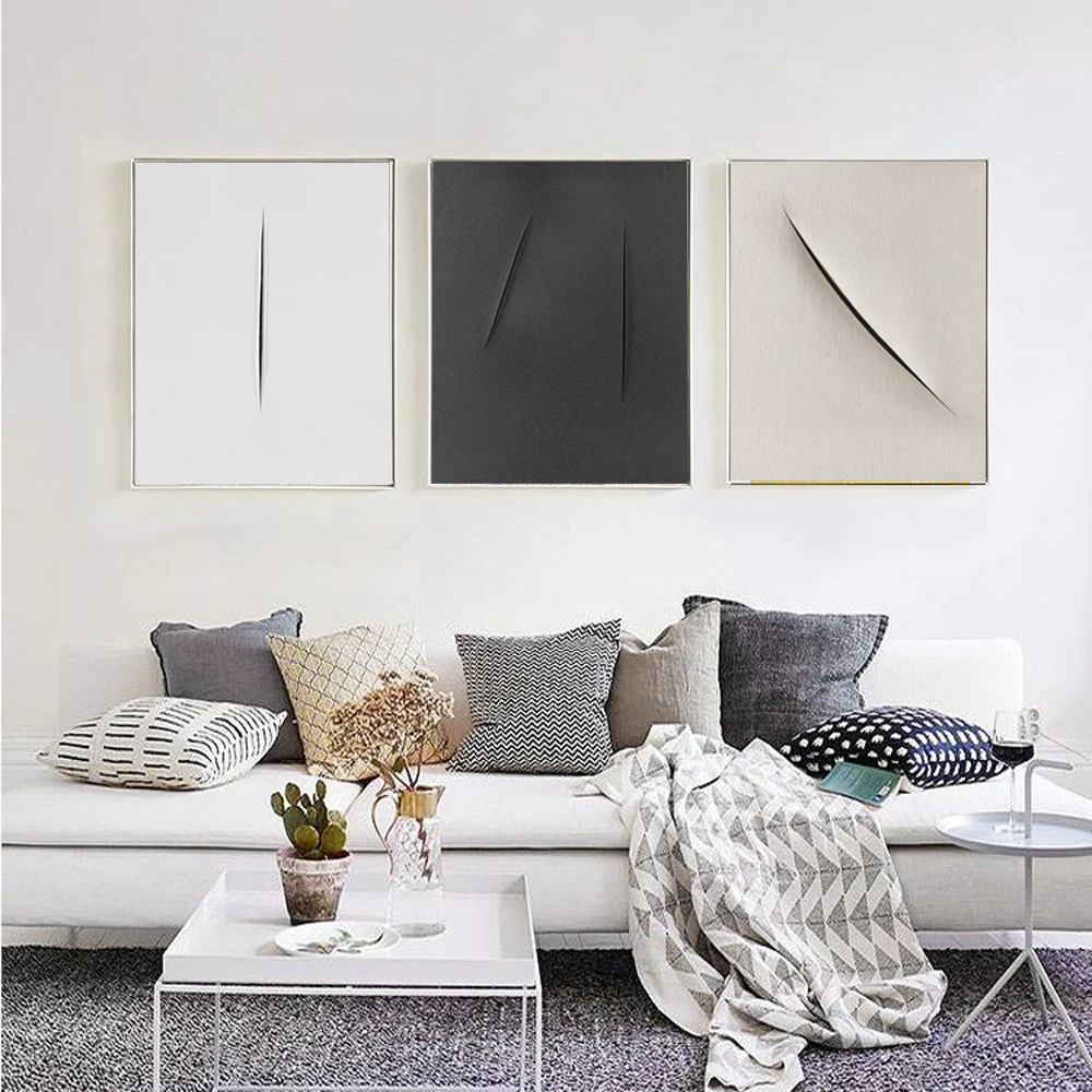 

3 Styles Tool Marks Abstract Nordic Style Popular Canvas Print Painting Wall Art Picture For Home Decor Unframed