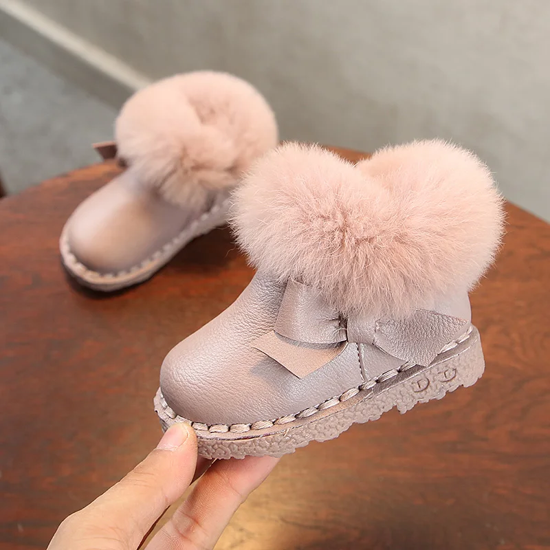 

Girls Winter Boots Soft Bottom Waterproof Velvet Princess Shoes Baby Toddler Shoes Warm Cotton Shoes Baby Boots