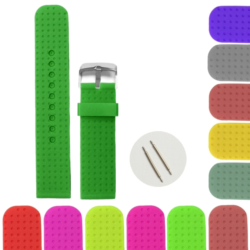 

22mm Smart Nice Green Color Silicone Jelly Rubber Unisex Ladies Mens Watch Band Straps WB1074W22JB