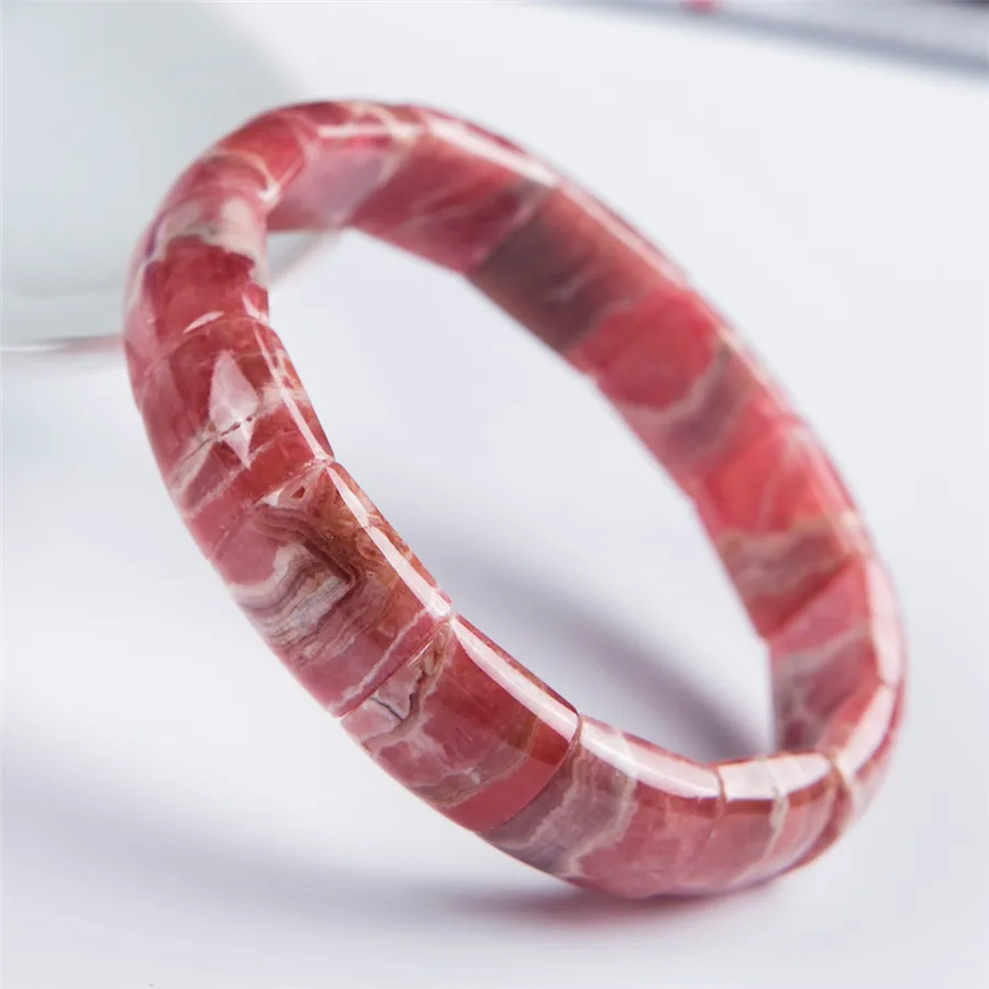 Мода из натуральной Rhodochrosite браслет драгоценный кристалл прямоугольная бусина стрейч женские браслеты AAAAA Прямая
