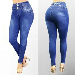 Для женщин высокой талией узкие джинсы стрейч Узкие штаны до середины икры Длина джинсы новый стиль горячие распродажа, модная обувь летние