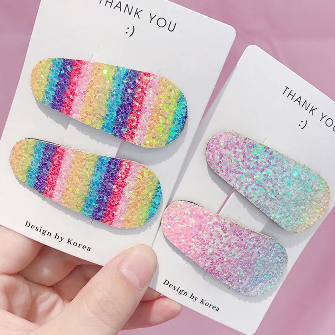 

1Pcs Gradient Color Rainbow Hair Clip Boutique Glitter Cartoon Hairpin Girls Hair Accessories