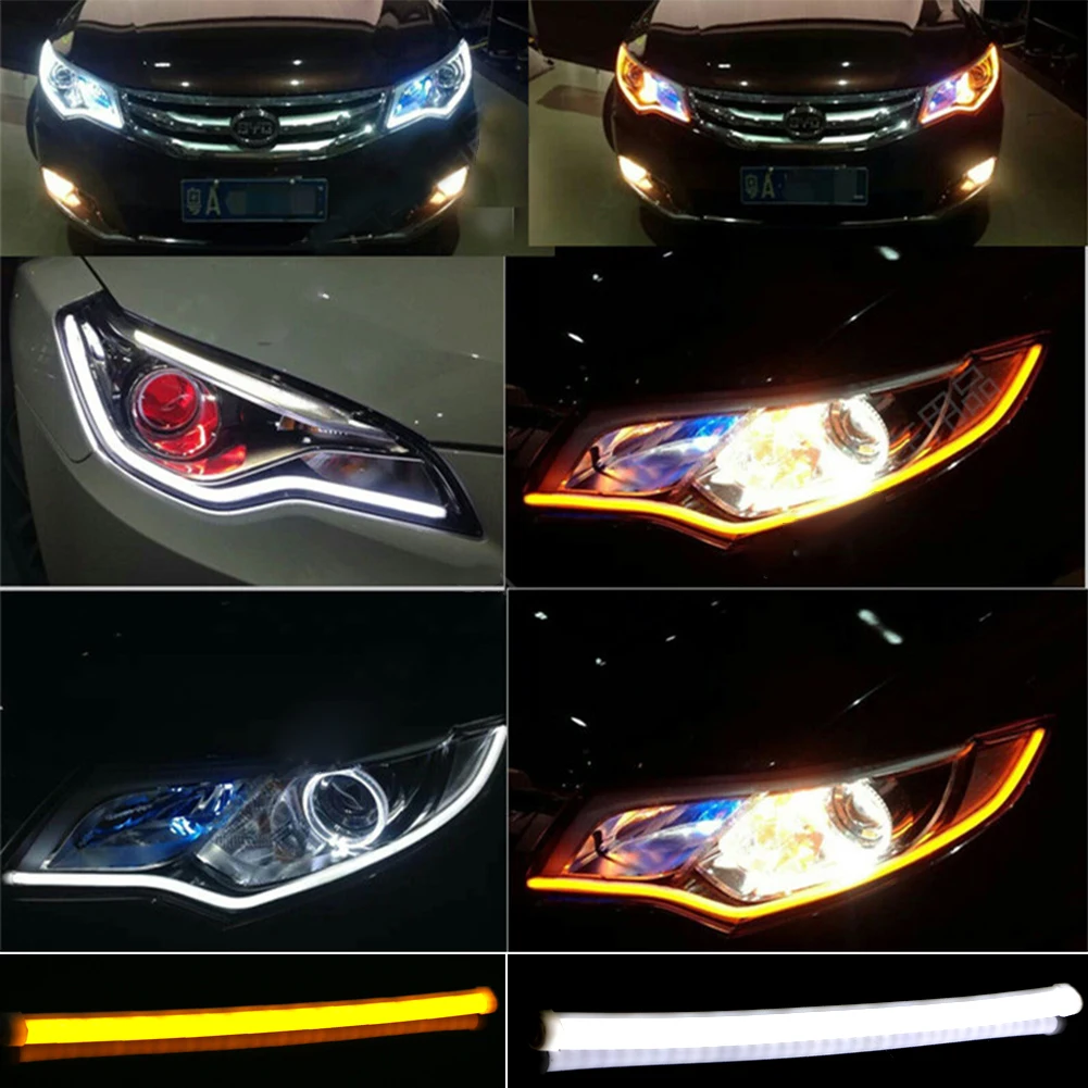 2x 60cm DC 12V DRL DayTime Running LED Yellow Flexible Tube Headlight Audi Style 2x 60cm DC 12V DRL DayTime Running LED Yellow Flexible Tube Headlight Audi Style