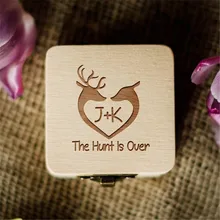 Предложение ювелирных изделий уникальные свадебные кольца шкатулка деревенские деревянные, на выбор кольцо коробка держатель на заказ Охота окончена