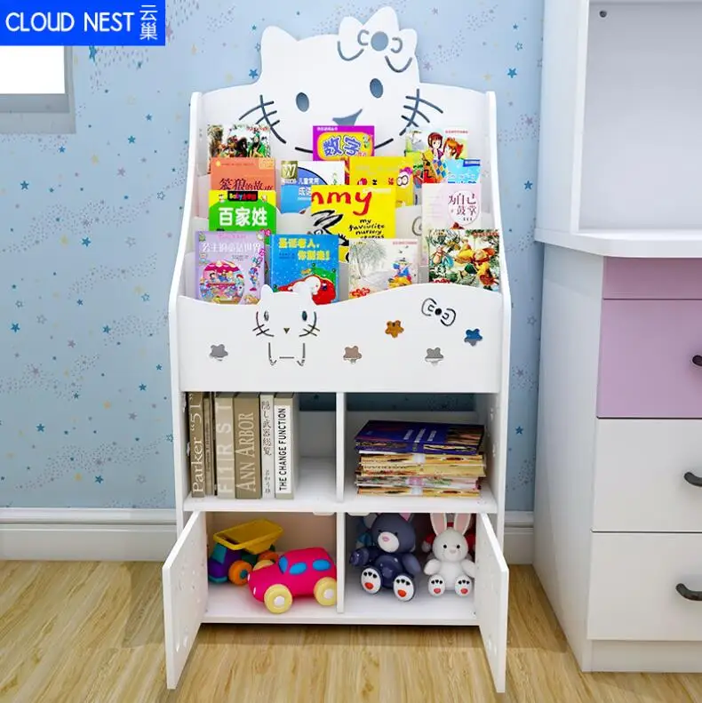 مزيج صورة بسيطة رف الكتب خزانة الكتب والصحف الهبوط رف الكرتون طالب صغير عرض الرف