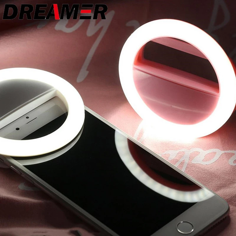 Selfie LED Ring Flash Light Portable Phone Selfie Lamp Luminous Clip Lamp Camera Photography Video Spotlight