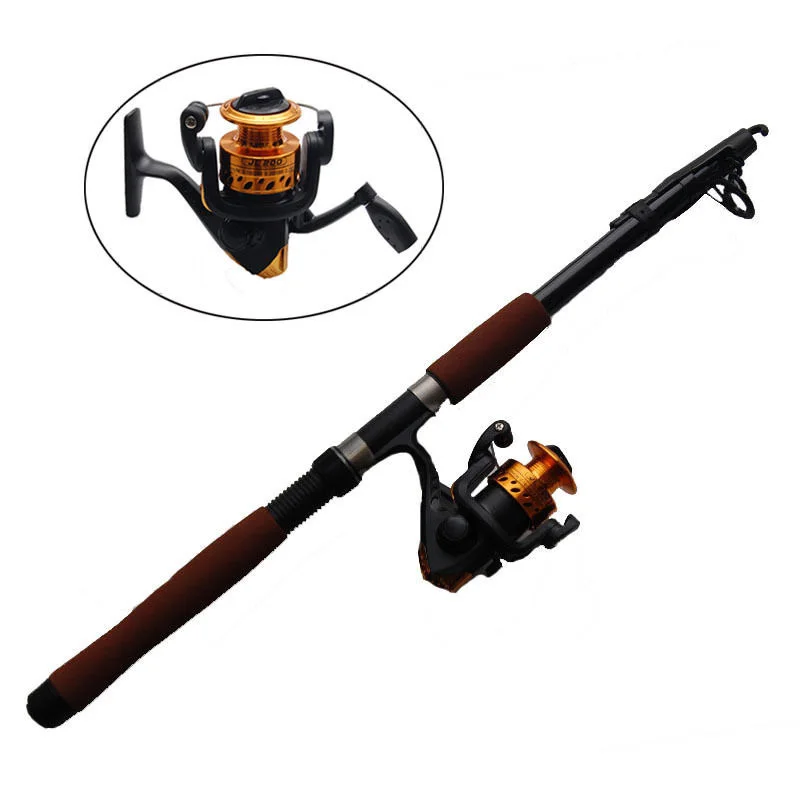 2.4m Fiberglass Telescope Baitcasting Fishing Rod And Reel Fly Fishing Casting Spinning Fishing Rods And Waterproof Bag Combo