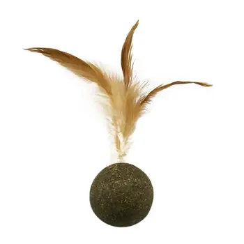 

Cats Natural Catnip Toy Rolling Ball With Soft Feather Cat Grass Biscuits Pet Snacks Teeth Treats Toy Cleaning Toy Pet Products