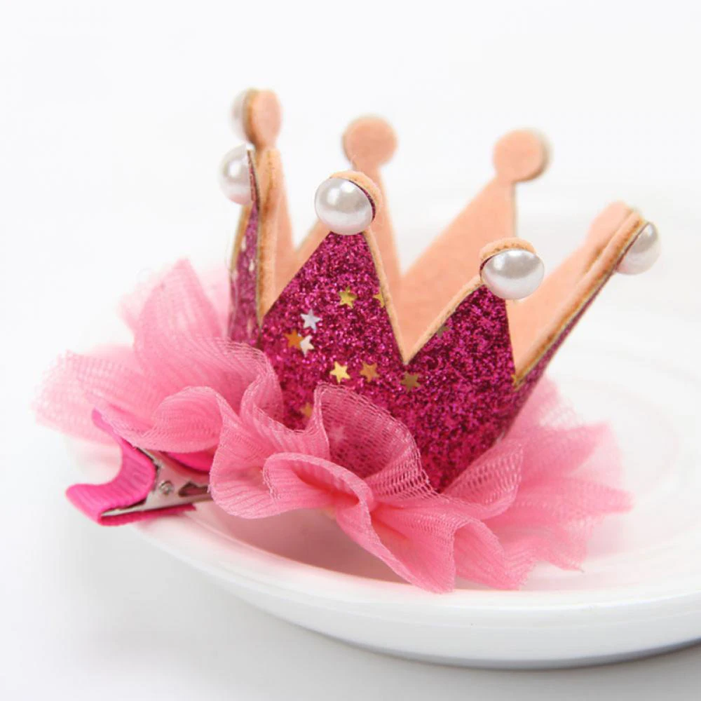 

1 pcs Sweet Lovely Cute Girls Crown Princess Hair Clip Lace Pearl Shiny Star Elastic Headband Hairpins Fashion Hair Accessories