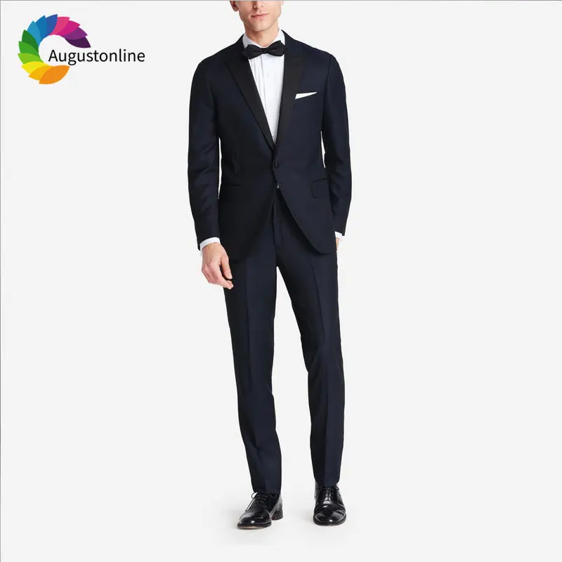 Navy Blue Men Suits for Wedding Suits Best Man Blazers Jacket Peaked Lapel 2Piece Slim Fit Groom Tuxedos Tailored Groomsmen Suit