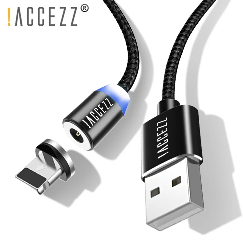 

!ACCEZZ Magnetic Charger Cables Lighting For IPhone XS XR X 8 Plus Charging Cable 8Pin For IPhone 7 6S 5S SE 5C Charge Cord 1 2M