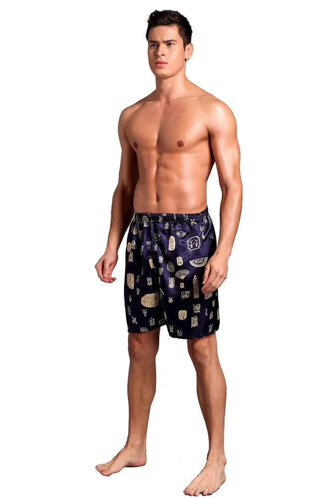 Летние Новые мужские атласные пижамы повседневные мужские штаны шорты свободного кроя мягкие пижамы для сна Размер M L XL 2XL 0720