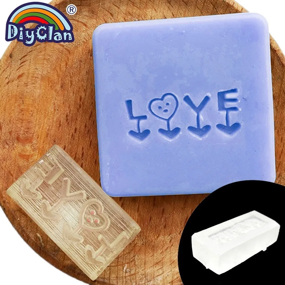 Valentine's Day LOVE Handmade Soap Stamp Love Natural Soap Making Stamp Acrylic Transparent Seal For Soap Z0022LV - Цвет: No handle