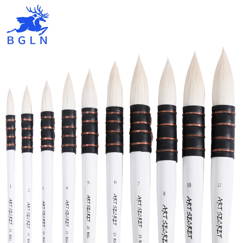

BGLN 1Piece Professional Wool Hair Watercolor Paint Brush Pointed Hand Painted For Drawing Painting Brushes Art Supplies 23RSG