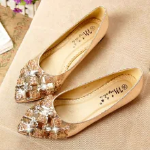 Spring 2017 NEW fashion rhinestone bow pointed flat shoes transparent diamond Women Lazy shoes Leisure single shoes