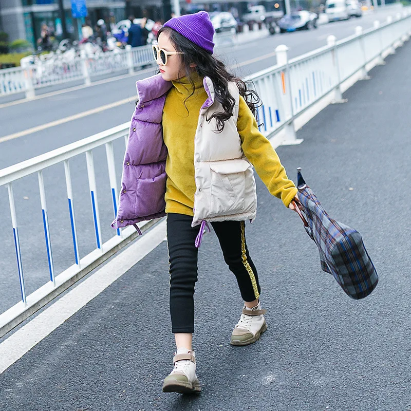 

Baby girl gold velvet vest 2018 new winter Korean version of the warm big children thickened down quilted jacket
