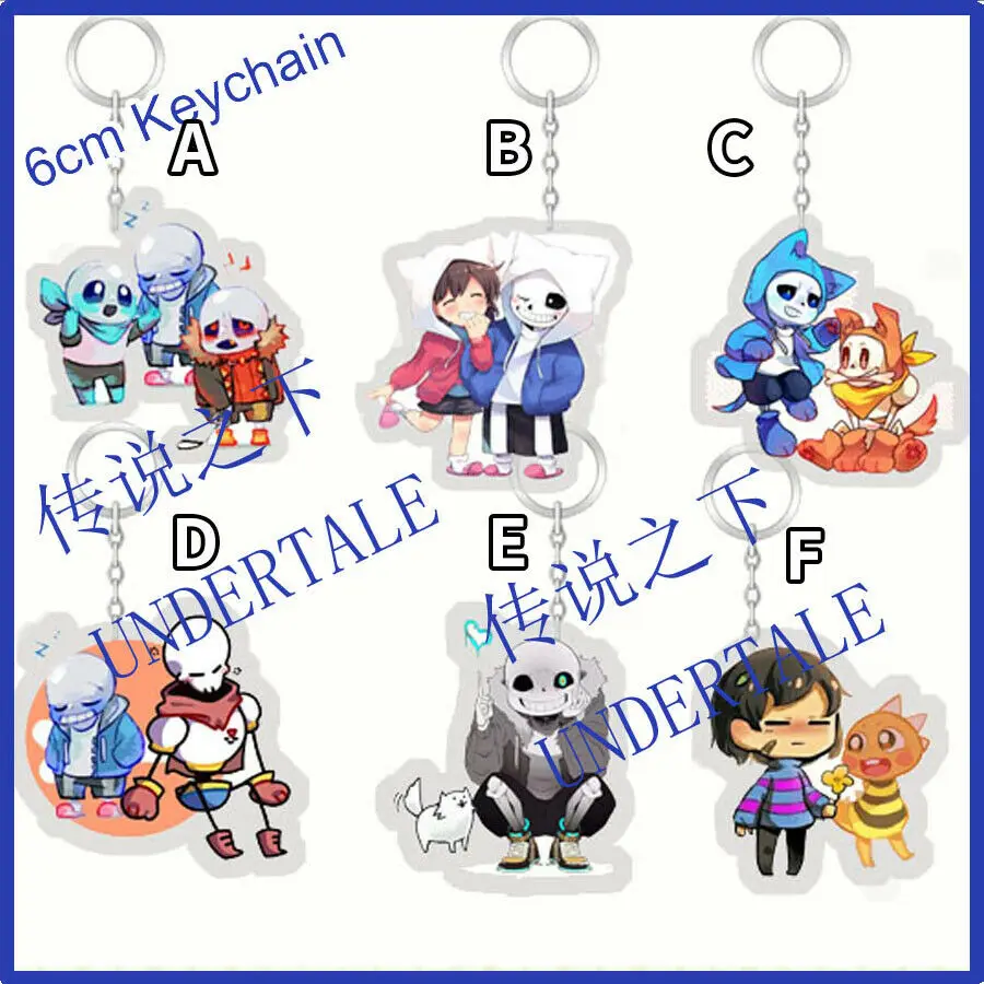 

Acrylic Keychain Strap Undertale Sans Frisk Toriel Papyrus Keyring 2-sided 6cm