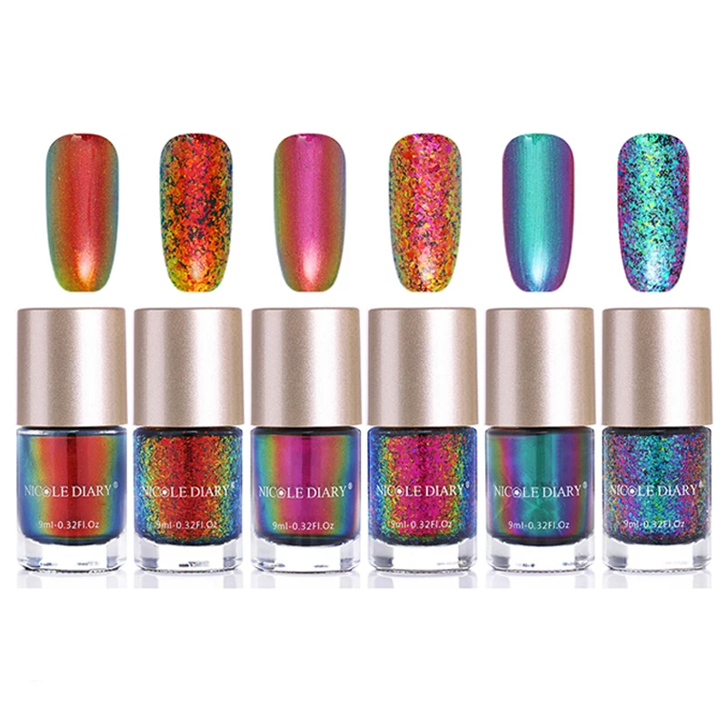 

NICOLE DIARY Nail Polishes Set Chameleon Nail Varnish Shimmer Glitter Nails Color Manicure Tips Lacquer