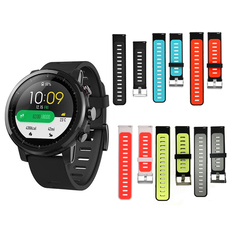 TAMISTER-22mm-Universal-Silicone-Watch-Band-Double-color-Strap-For-Xiaomi-Huami-Amazfit-pace-For-Samsung 