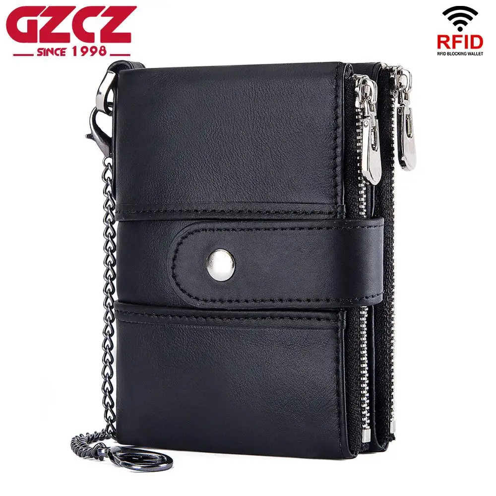 GZCZ 2019 мужской кошелек из натуральной кожи Rfid Модный маленький зажим для денег на